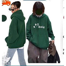 Áo Hoodie xanh lá hottrend form rộng in chữ 3D_mẫu áo khoác nỉ 2 lớp chùm đầu nón to unisex nam nữ thời trang thu đông