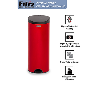 Mua Thùng rác inox FITIS đạp tròn lớn RPL1-906 - đỏ - 15L
