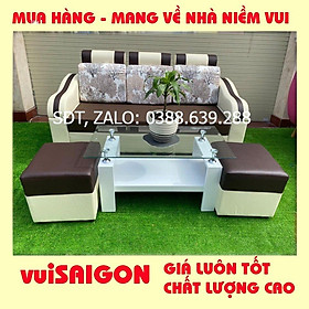 Mua Ghế Sô Pha nệm mút băng dài 1m   tặng 1 bàn và 2 ghế đôn  mẫu hiện đâị đẹp xinh