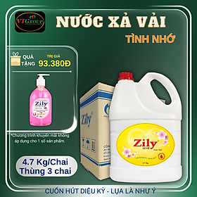 Nước xả vải Zily chai 4.7Kg (3 chai/ Thùng) - Tặng 1 Chai Nước Rửa Tay Zily 500Gr