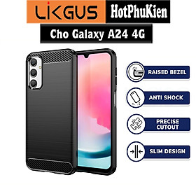 Ốp lưng chống sốc vân kim loại cho Samsung Galaxy A24 4G hiệu Likgus (chuẩn quân đội, chống va đập, chống vân tay) - Hàng nhập khẩu