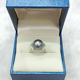 Nhẫn Ngọc Trai Nước Mặn Tahiti Ánh Xanh Free Size (N0608) - MOON Jewelry