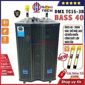 Hình ảnh Loa kẹo kéo karaoke, loa kéo bluetooth DMX TC15-3B bass 40 300W hát karaoke cao cấp, công suất lớn - H2pro tech-Hàng chính hãng