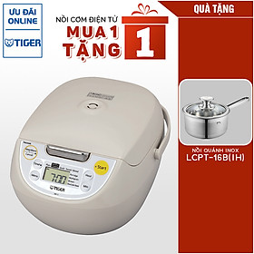 Mua MUA 1 TẶNG 1 Nồi cơm điện tử Tiger 4 trong 1 JBV-S10W (1.0L) NHẬN 1 NỒI INOX POONGNYUN LCPT-16B(IH) - Hàng chính hãng