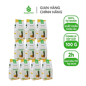 Combo 10 hộp Thơm sấy dẻo ít đường thượng hạng Nonglamfood hộp100g Ăn vặt