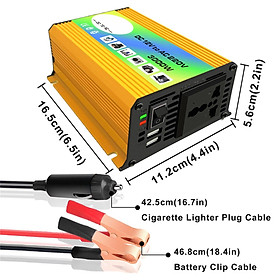 300W DC 12V to  Inverter with 2 USB Charging Ports for Camping Outdoor