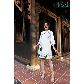 Đầm gấm in Tết