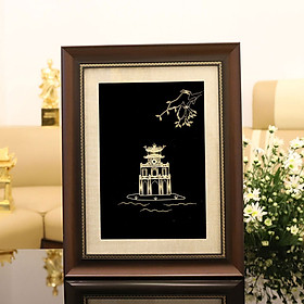 Mua Tranh Tháp rùa Hà Nội mạ vàng 24K