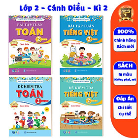Sách - Combo Bài Tập Tuần và Đề Kiểm Tra lớp 2 Cánh diều - Toán và Tiếng Việt Học kì 2 (4 cuốn)