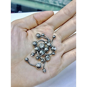 Khuyên rốn 2 đầu đá trắng/ khuyên xỏ cơ bản - XUÂN SHOP