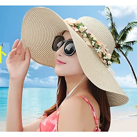 Nón rộng vành đi biển đẹp Mũ rộng vành đi biển Mũ cói đi biển rộng vành chống tia UV Panama thời trang Hàn Quốc dona21040809