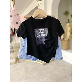 Áo thun bé gái cộc tay size đại 5-10 tuổi in chữ Enjoy và logo vải cotton co giãn thấm hút mồ hôi kiểu dáng thời trang