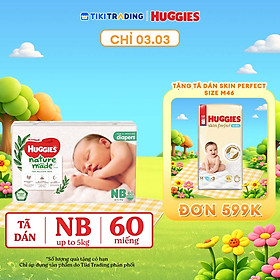 Tã Dán Siêu Cao Cấp Huggies Platinum Naturemade NB60 (60 Miếng)