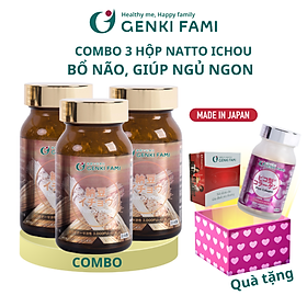 Combo 3 Hộp Natto Ichou Phòng Ngừa Đột Quỵ, Bổ Não, Giúp Giảm Căng Thẳng Mệt Mỏi, Ngủ Ngon Genki Fami Nhật Bản Nattokinase 3000FU