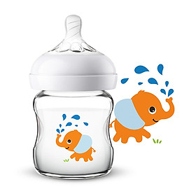 Bình Sữa Cho Bé Hình Chú Voi Dễ Thương Philips Avent wide-diameter orange elephant natural glass bottle 120ml