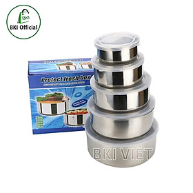 Bộ 5 Bát Inox Cao Cấp Có Nắp Đậy An Toàn Cho Thực Phẩm - BO5BATINOX