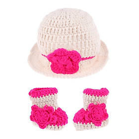 Newborn Girls Boys Crochet Knit Costume Photo Photography Props Hat White
