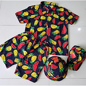 Sét pijama trái cây - Dưa hấu, chuối, cam