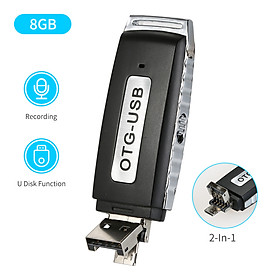 Mini Digital Voice Recorder 8GB USB Flash Drive Sound Audio Recorder Dictaphone with Dual USB Compatible with Windows