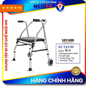 Khung tập đi lucass w9 - có ghế ngồi bọc da cho người già, người khuyết tật - hàng chính hãng