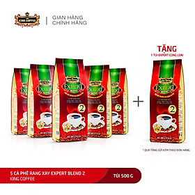 Hình ảnh Combo 5 Cà Phê Rang Xay Expert Blend 2 KING COFFEE - Túi 500g + tặng 1 túi Expert cùng loại