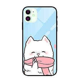 Ốp lưng kính cường lực cho iPhone 11 Nền Cừu Say Hi - Hàng Chính Hãng