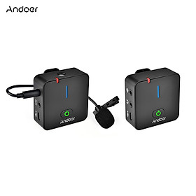 Andoer MX5 2.4G Wireless Recording Microphone System with Transmitter Receiver Clip-on Lavalier Mic 50M Effective Range