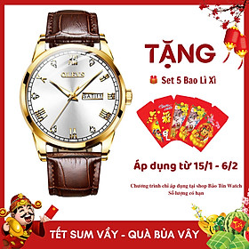 Đồng Hồ Nam OLEVS OL6602 Dây Da Siêu Nhẹ, Siêu Bền, Mặt Đồng Hồ Đính Kim Cương Nhân Tạo Làm Toát Lên Sự Đẳng Cấp , Sang Trọng , Mặt Kính Chống Trầy Xước , Chống Nước 3atm , Kiểu Dáng Năng Động, Phong Cách Lịch Lãm