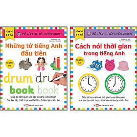 Combo Trọn Bộ 2 Cuốn: Bộ Sách Tự Xóa Thông Minh - Những Từ Tiếng Anh Đầu Tiên + Cách Nói Thời Gian Trong Tiếng Anh ( 5 -7 tuổi ) - Tặng Bút Xóa