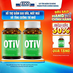 [Tặng Hộp 15v] Combo 2 Hộp 60v - Viên Uống Bổ Não OTIV Ecogreen Giảm Đau Đầu Mất Ngủ, Tăng Trí Nhớ