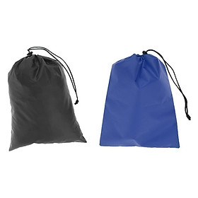 2Pcs Waterproof Drawstring Storage Bag Stuff Bag for Clothes Shoes black