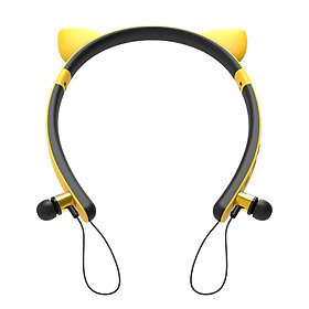 Wireless Bluetooth Headphones Neckband Headse Sports Stereo Magnetic Earphones with Mic Yellow