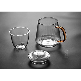 Mua Cốc lọc trà Vân sọc có nắp  Cốc pha trà thủy tinh có quai có lõi lọc  thủy tinh chịu nhiệt borosilicate cao cấp