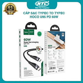 Cáp sạc nhanh dành cho Hoco U95 TypeC to TypeC 60W đài 1.5m - hỗ trợ truyền dữ liệu data (Nhiều màu) - Hàng Chính Hãng