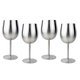 Set of 4 Stainless Steel Wine Glasses Goblets Champagne Bar Party Banquet, 300ml