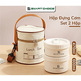 Hộp Đựng Cơm Văn Phòng SMARTCHOICE Phong Cách Tối Giản Kèm Túi Đựng Lunch Time