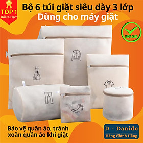 Mua Bộ 6 túi giặt siêu dày 3 lớp cao cấp - Combo 6 túi lưới bảo vệ quần áo dùng cho máy giặt siêu bền tiện dụng chính hãng