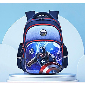 Balo chống gù cho bé đi học tiểu học form hộp đứng nhiều ngăn vải oxford cao cấp chống nước 18-151 - Captain America