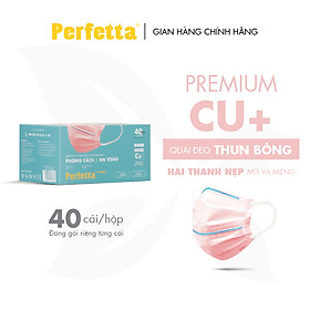 Khẩu Trang Y Tế 3 lớp Perfetta Premium cao cấp chuẩn Nhật Bản, 2 thanh mũi miệng,lớp ngoài phủ Nano đồng (40 cái/hộp)