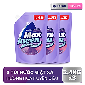 Combo 3 Túi Nước Giặt Xả Maxkleen Hương Nước Hoa Huyền Diệu (2.4kg/túi)