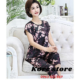Bộ lụa trung niên mặc nhà tay ngắn, quần lửng siêu mát