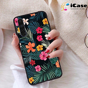 Ốp lưng iCase dành cho Realme 6 chất liệu viền dẻo lưng cứng nhám TPU có hai lỗ xỏ dây đeo in nổi 4D hình bộ sưu tập HOA 09