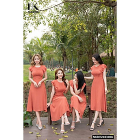 Đầm Xòe NK FASHION Thiết Kế Cổ Tròn Tay Cánh Tiên Thanh Lịch Nữ Tính Chất Vải Nhập Hàn Cao Cấp NKDV2303006