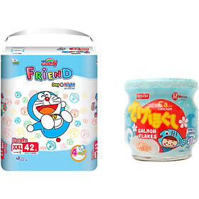 Tã Quần Goon Friend Doremon Mới Gói Siêu Đại XXL42 (15kg ~ 25kg) + Tặng Hủ Ruốc Cá Hồi Meiwa Vị Ngẫu Nhiên