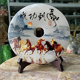 Mua Đồng Tiền  Đồng Điếu Đá Bạch Ngọc Vẽ Mã Đáo Thành Công - đường kính 18cm