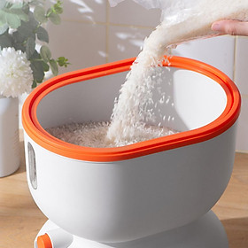 Rice Storage Box Bucket Household Food Flour Grains Container Bin Grey