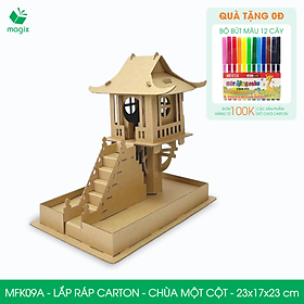 MFK09A - 23x17x23 cm - Mô hình Chùa Một Cột lắp ráp từ bìa carton cao cấp, mô hình địa danh Việt Nam