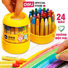  Bút màu sáp dầu học sinh hộp nhựa Deli - 12/18/24 màu - 72090/72091/72092