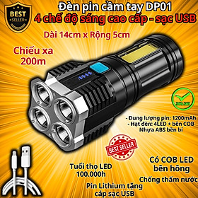 Mua Đèn Pin Cầm Tay DP01 Gồm 4 Chế Độ Chiếu Xa 200m  Đèn Pin Mini DP03 Có 3 Chế Độ Sáng Chính Hãng D Danido  Có COB Led thân