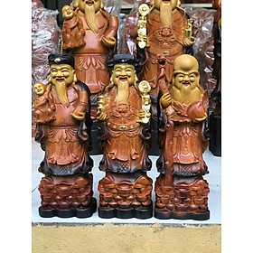 Mua Bộ tượng phật tam đa phúc lộc thọ bằng gỗ hương đá tô làm mầu giả cổ kt cao 30×12×8cm